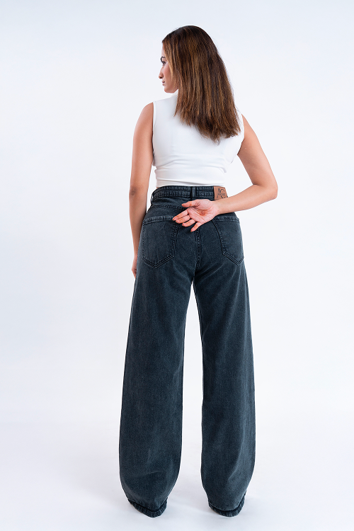 PREMIUM STRETCH Grey High Waist Straight Fit Jeans