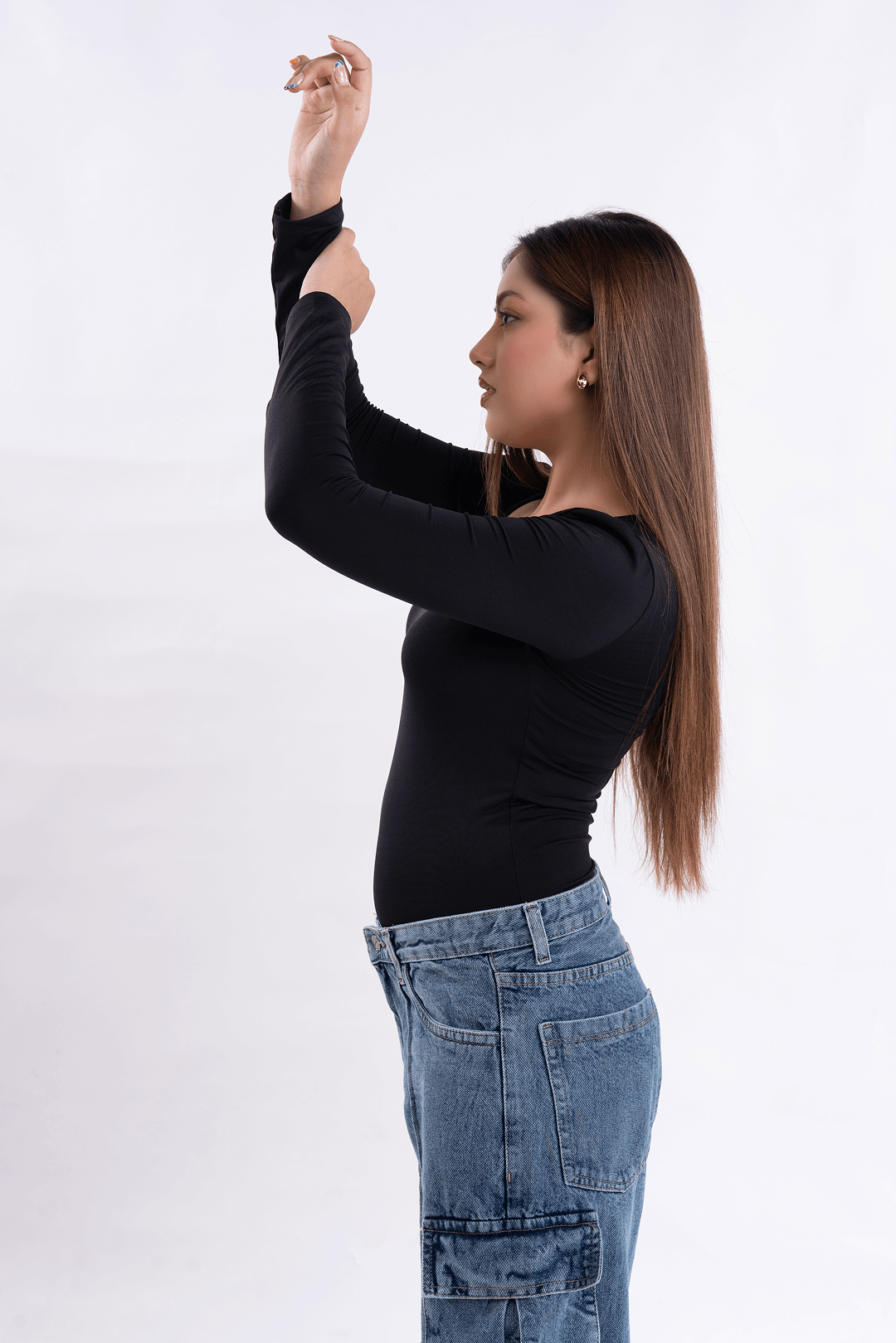 Black Scoop Neck Full Sleeves Top