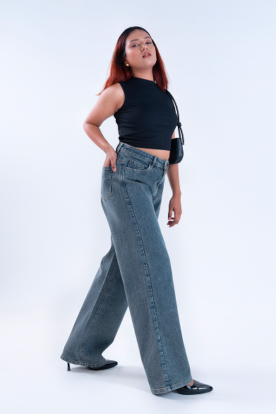 Faded Charcoal Darted Straight Fit Jeans