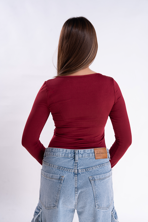 Maroom Scoop Neck Full Sleeve Top