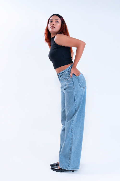 Stone Blue Darted Straight Fit Jeans