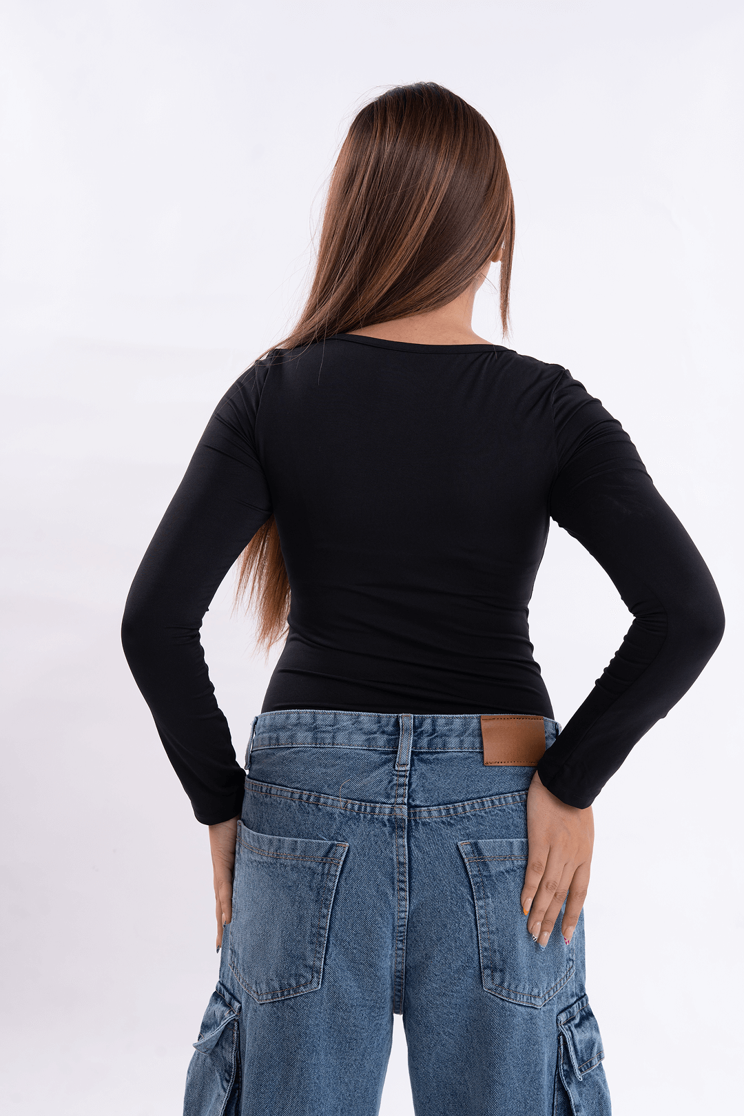 Black Scoop Neck Full Sleeves Top