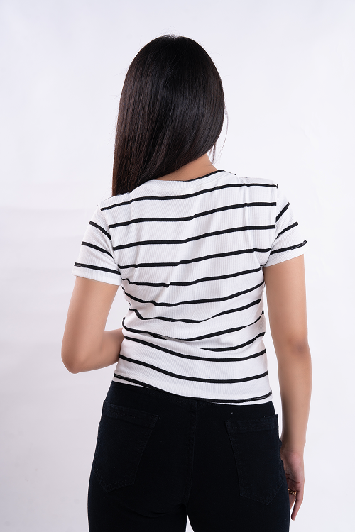 Black Stripe Half Sleeve Tee