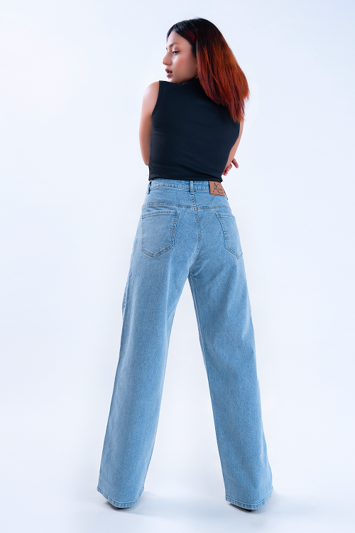 Stone Blue Darted Straight Fit Jeans