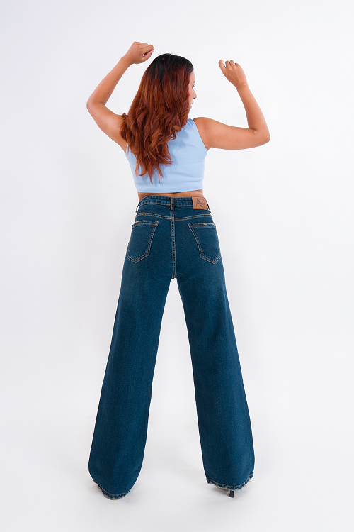 PREMIUM Stretchable Semi Raw-Hem Dark Vintage Whisker Straight Fit Jeans