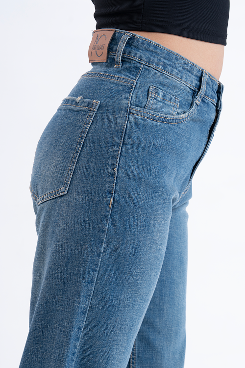 PREMIUM STRETCH Vintage Wash High Waist Staright Fit Jeans