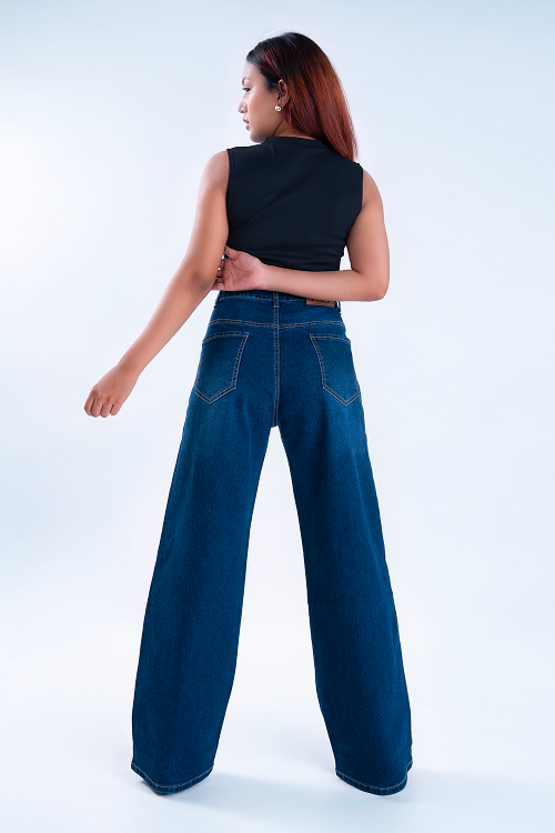 Deep Blue Darted Straight Fit Jeans