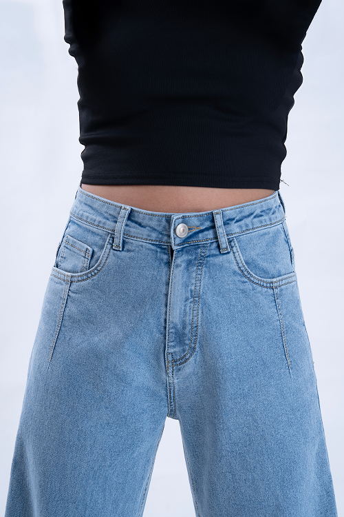 Stone Blue Darted Straight Fit Jeans