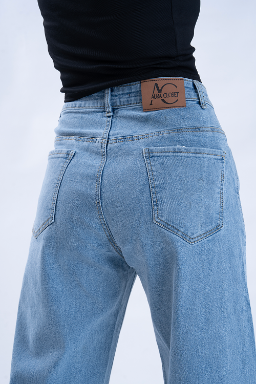 Stone Blue Darted Straight Fit Jeans