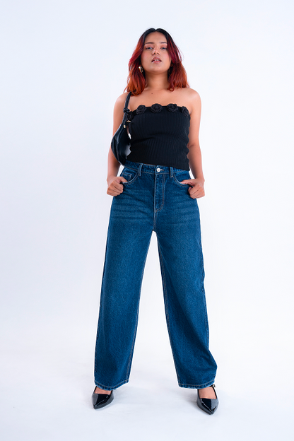 SIGNATURE Deep Blue Whisker Straight Fit Jeans