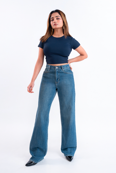 PREMIUM STRETCH Vintage Wash High Waist Staright Fit Jeans