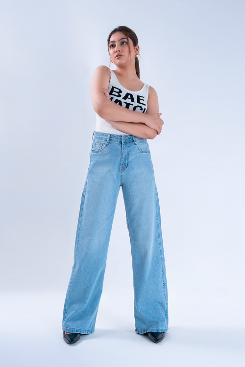 WAVE LEG Ice Blue Super Wide Leg Jeans