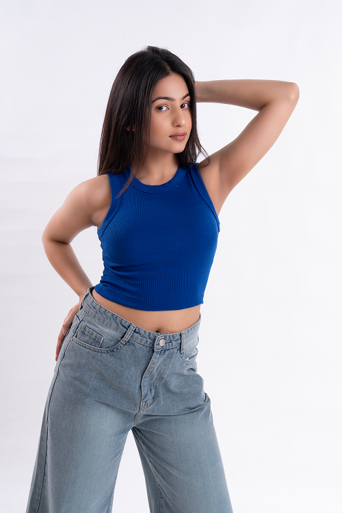 Indigo Blue Ribbed Tank Top