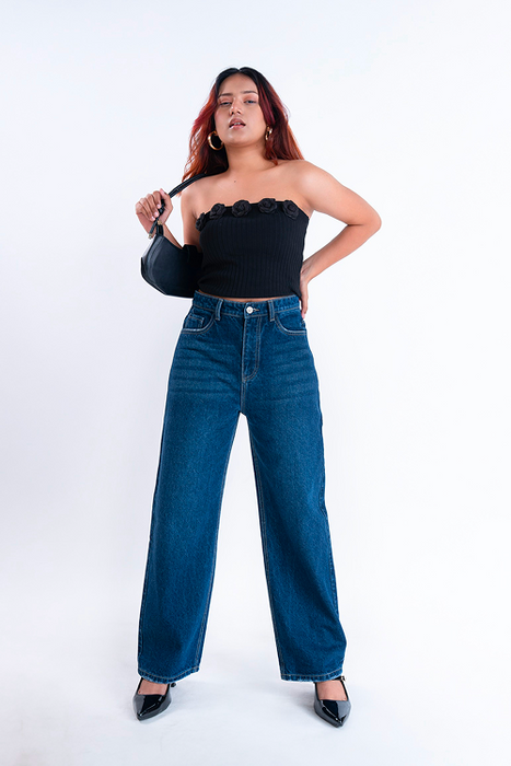 SIGNATURE Deep Blue Whisker Straight Fit Jeans
