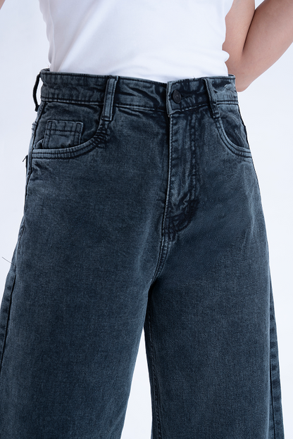 WAVE LEG Charcoal Grey Super Wide Leg jeans