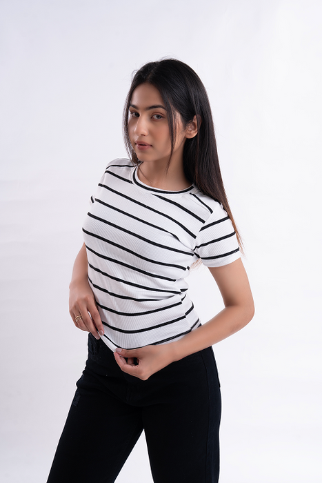 Black Stripe Half Sleeve Tee
