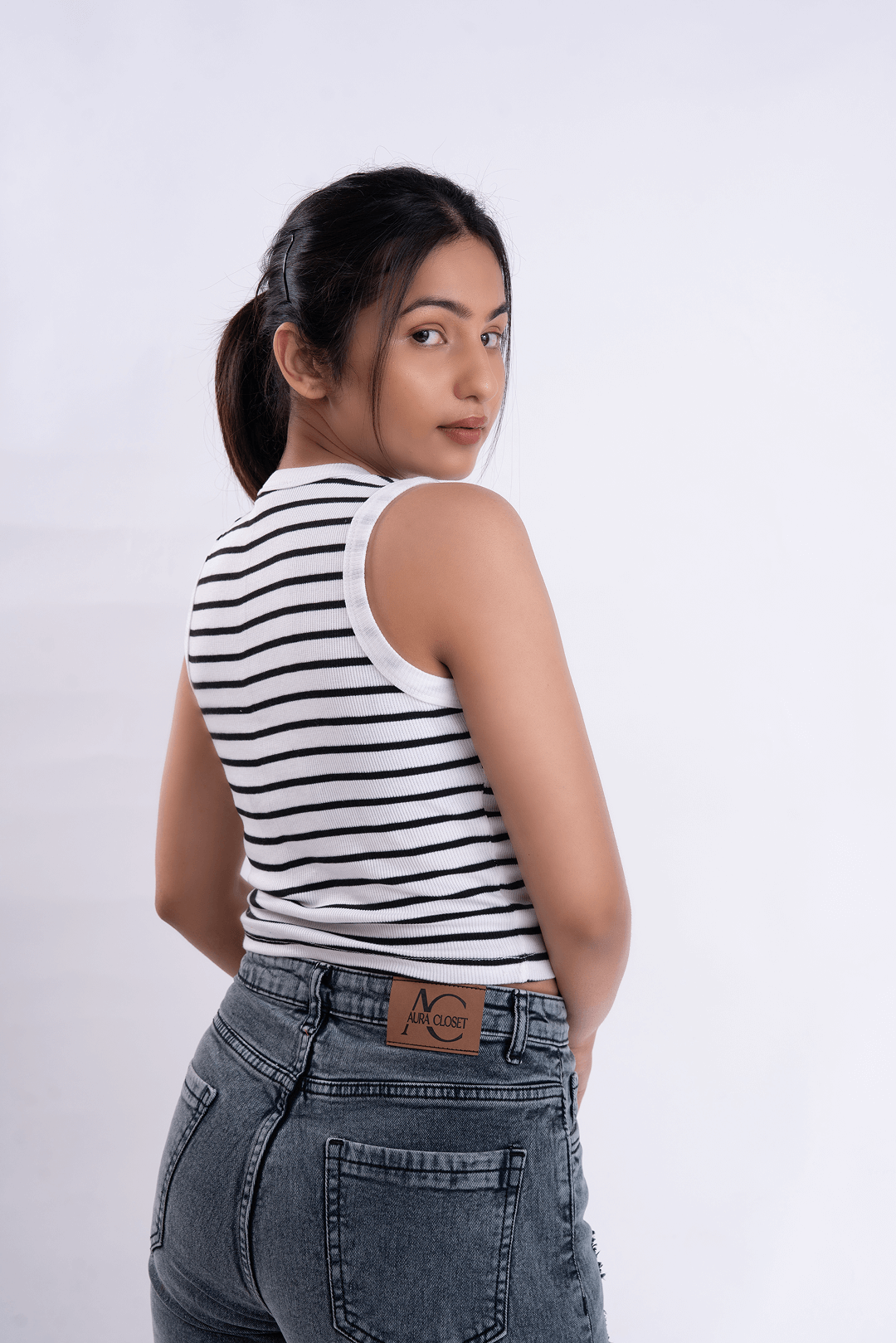 Black Stripe Ribbed Tank Top