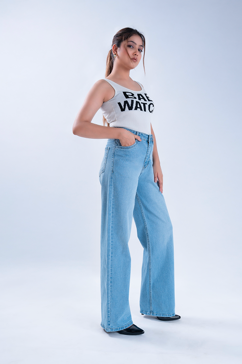 WAVE LEG Ice Blue Super Wide Leg Jeans