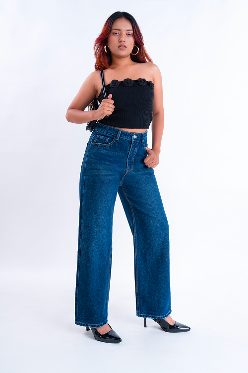 SIGNATURE Deep Blue Whisker Straight Fit Jeans