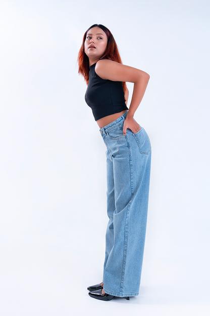 Stone Blue Darted Straight Fit Jeans