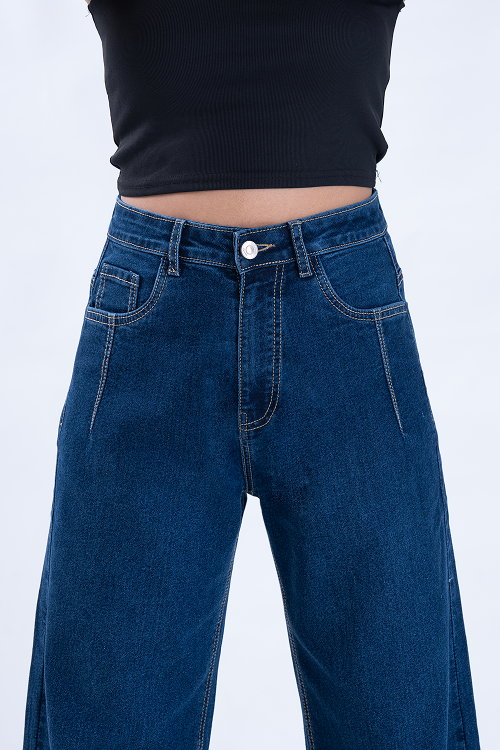 Deep Blue Darted Straight Fit Jeans