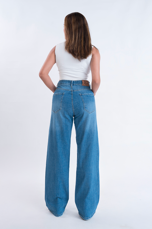 PREMIUM STRETCH Stone Blue High Waist Straight Fit Jeans