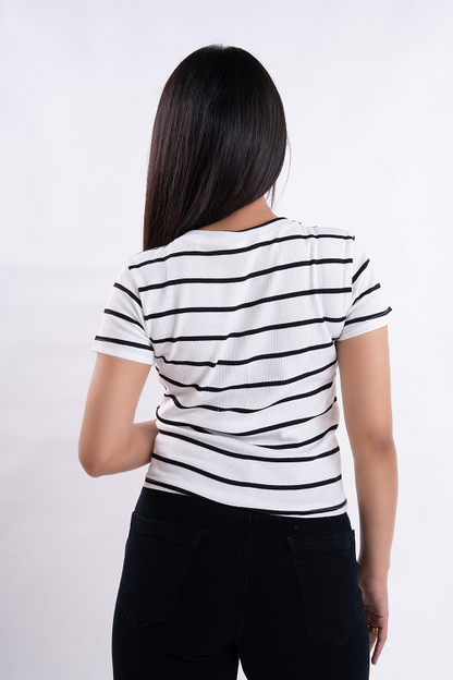 Black Stripe Half Sleeve Tee