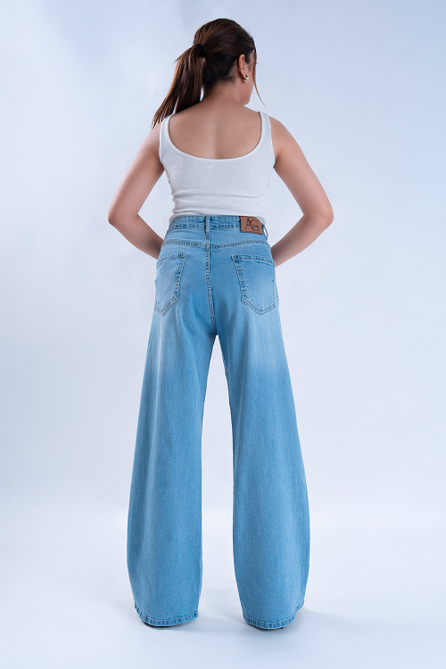 WAVE LEG Ice Blue Super Wide Leg Jeans