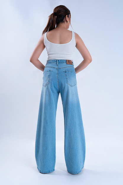 WAVE LEG Ice Blue Super Wide Leg Jeans