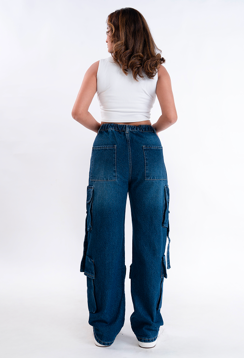 Oxford Blue Street Pocket Baggy Fit HEAVY Cargo Jeans