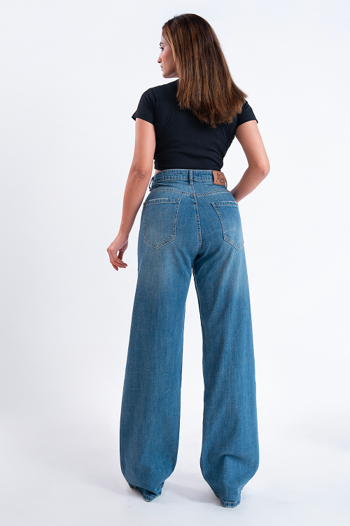 PREMIUM STRETCH Vintage Wash High Waist Staright Fit Jeans