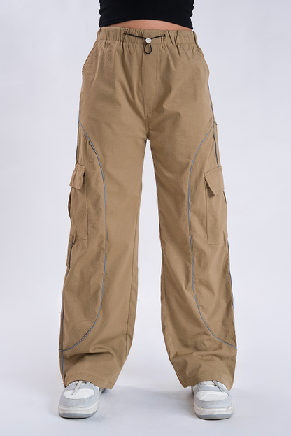 CLOUD FIT Camel String Parachute Pants