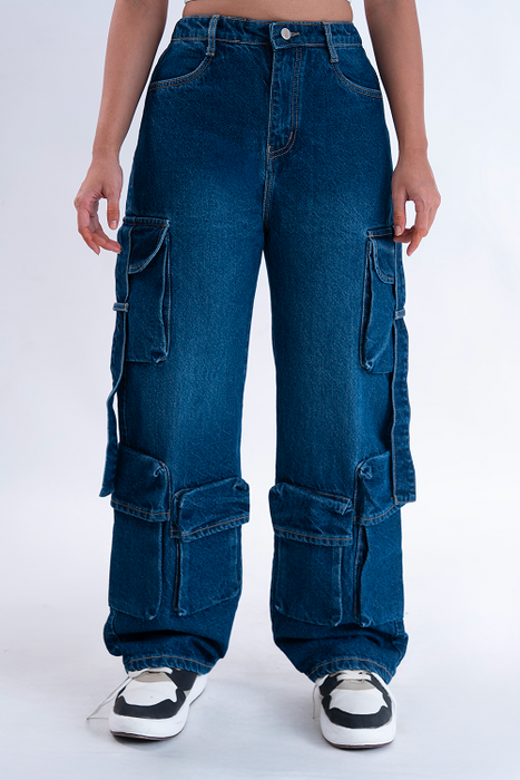 Oxford Blue Street Pocket Baggy Fit HEAVY Cargo Jeans