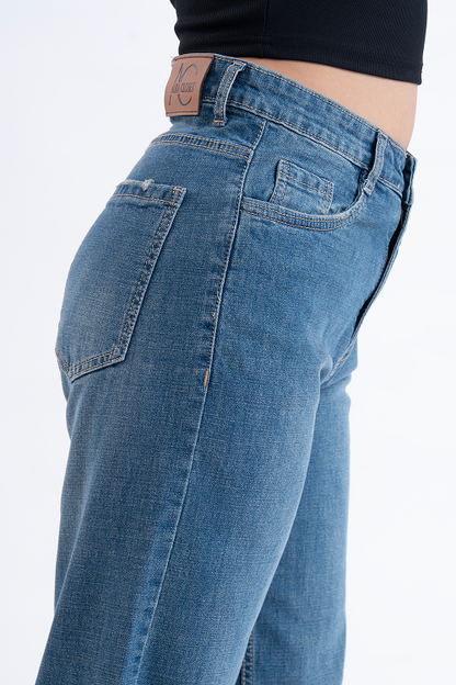 PREMIUM STRETCH Vintage Wash High Waist Staright Fit Jeans